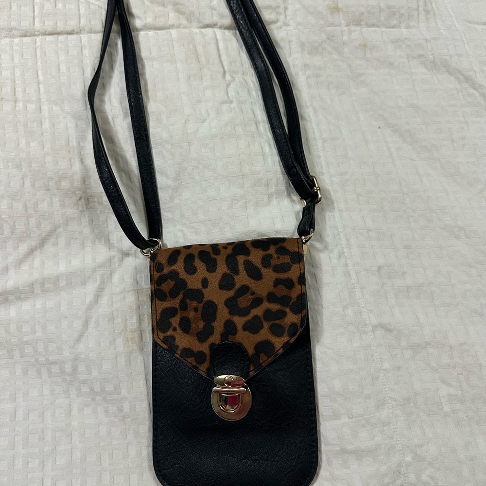 Leopard and Black Crossbody Bag